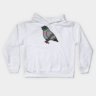 cute street pigeon cartoon drawing graphic Kids Hoodie